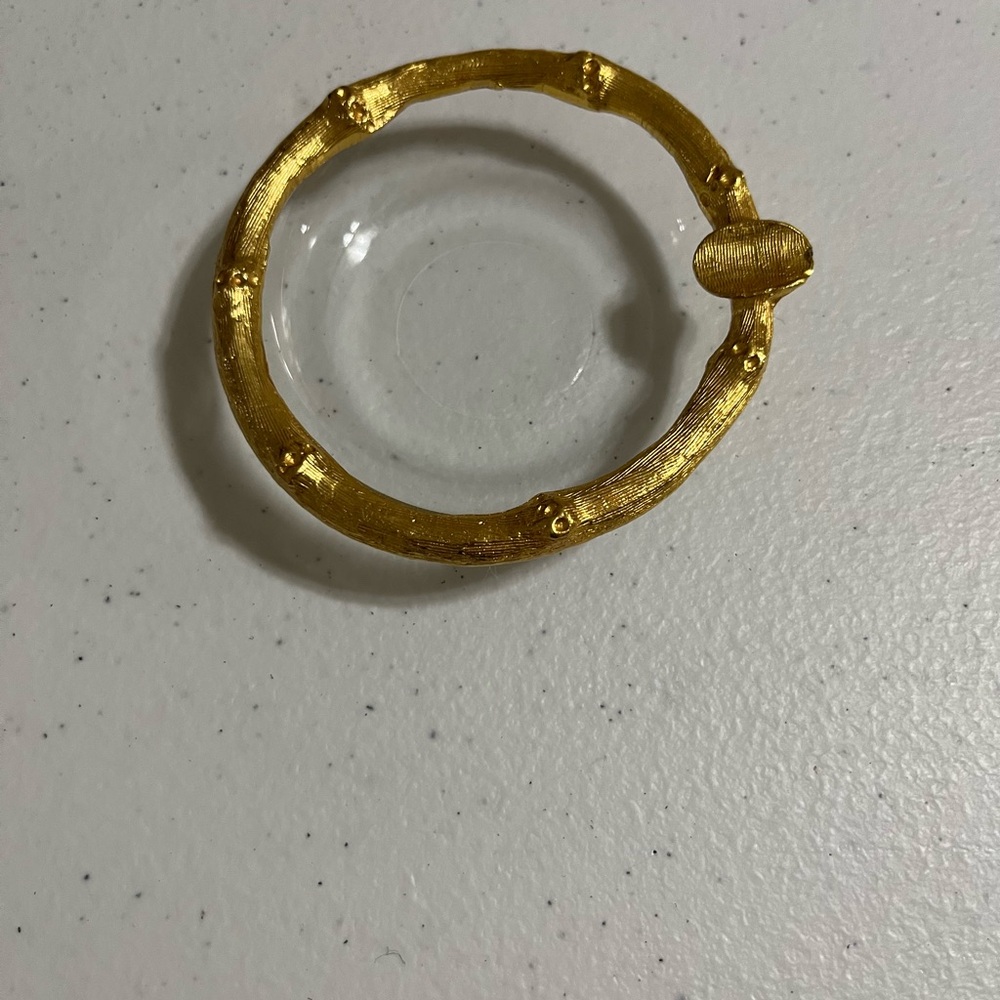 Gold Bamboo Rimmed MCM Vintage Ashtray or Trinket Ring Dish